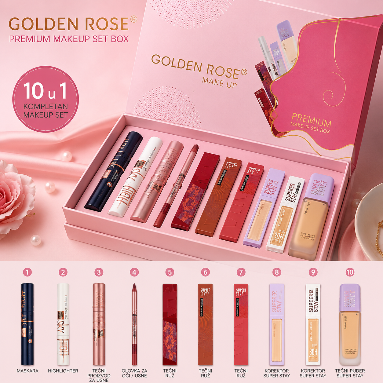 GOLDEN ROSE PREMIUM MAKEUP SET – 10 U 1