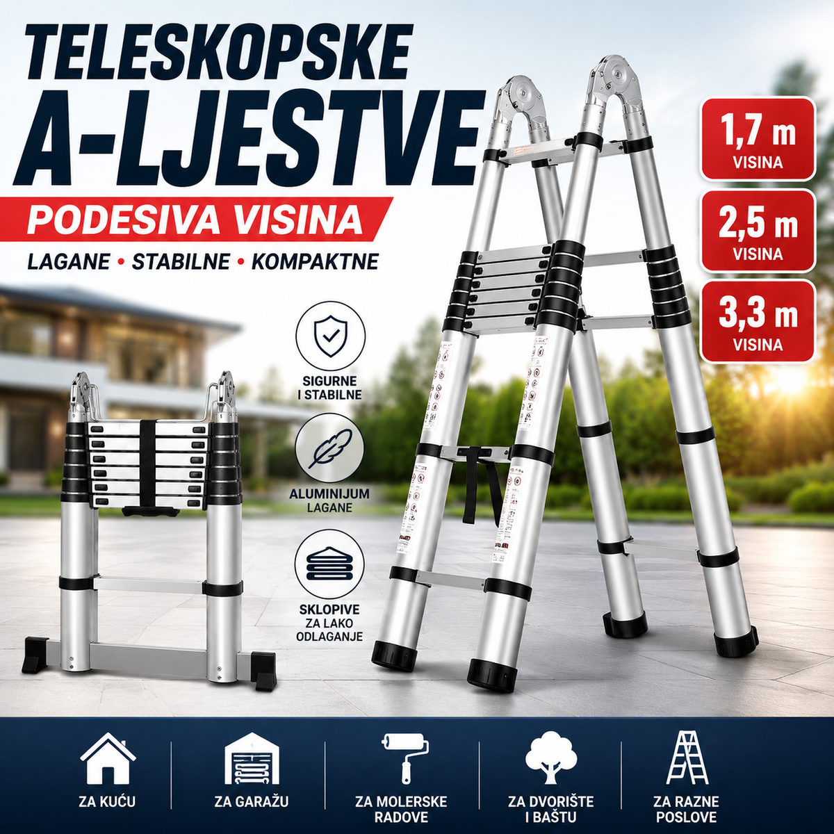 TELESKOPSKE ALUMINIJSKE A-LJESTVE