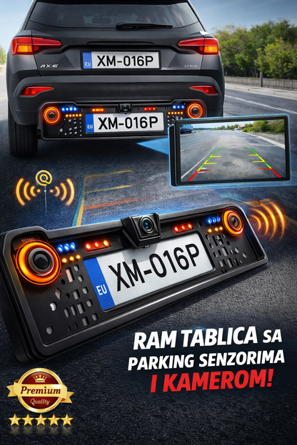 Ram za tablice sa HD kamerom i parking senzorom