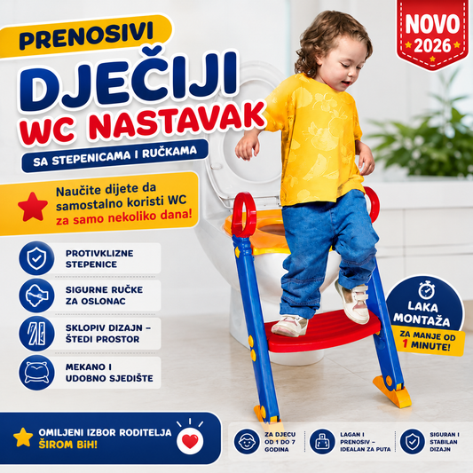 Prenosivi Dječiji WC Nastavak - Sa Stepenicama i Ručkama