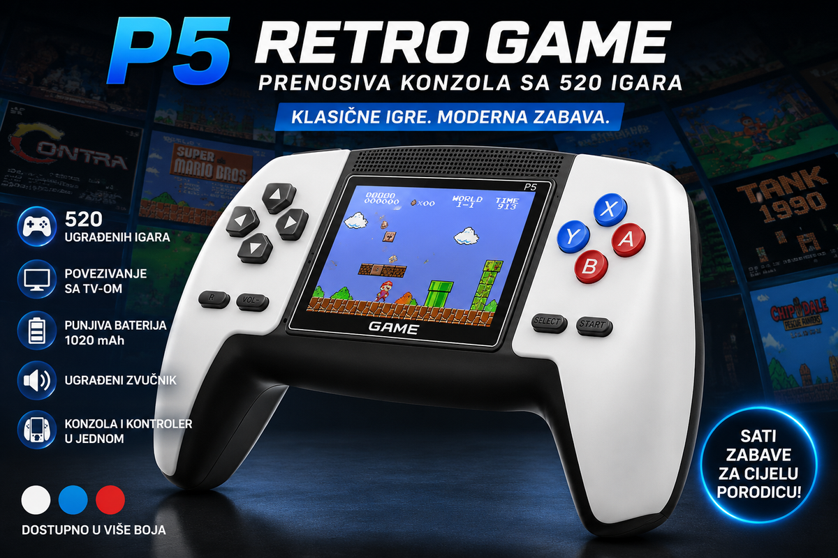 P5 Retro Game – Prenosiva konzola sa 520 igara