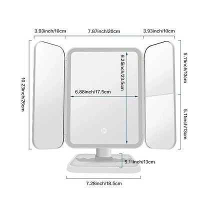 Trifold LED Ogledalo za Šminkanje + Beauty Ogledalo GRATIS
