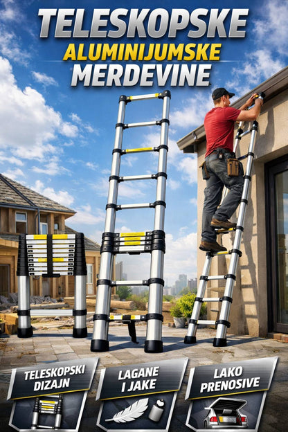 SKLOPIVE Teleskopske ALU Merdevine – Staju u svaki gepek!